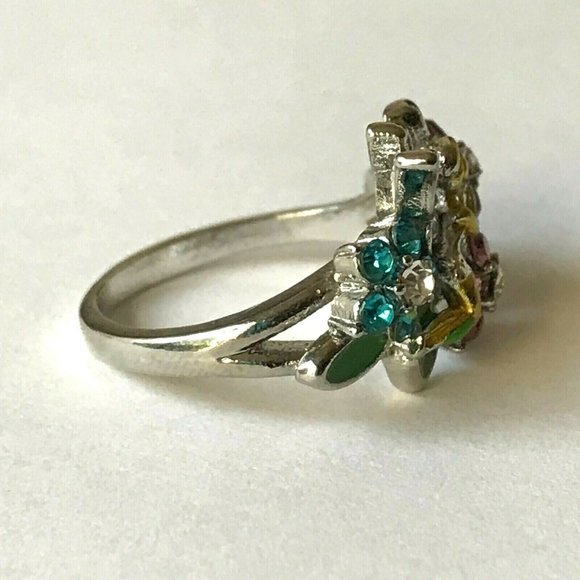 Disney Tinker Bell Ring Size 6 Crystal Enamel Tink Crystal - Picture 8 of 9